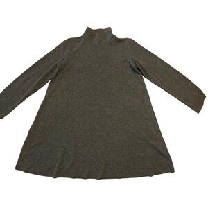 MNG Mango Grey‎ Turtleneck Mock Neck A-Line Open Hem Ribbed Dress Size 9-10